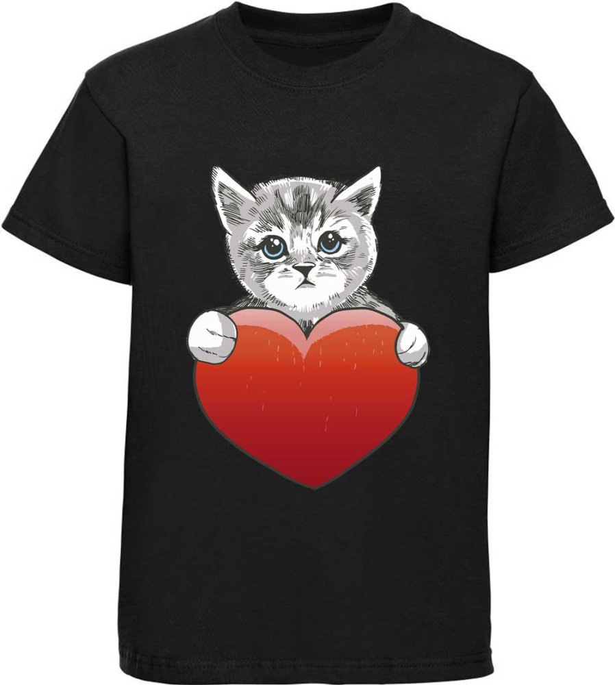 Printed children's T-shirt a cat with a heart